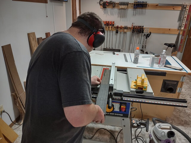 Trimming the neck blank to width.