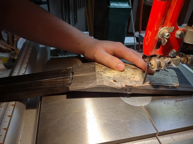 Rough cutting the headstock at the bandsaw.