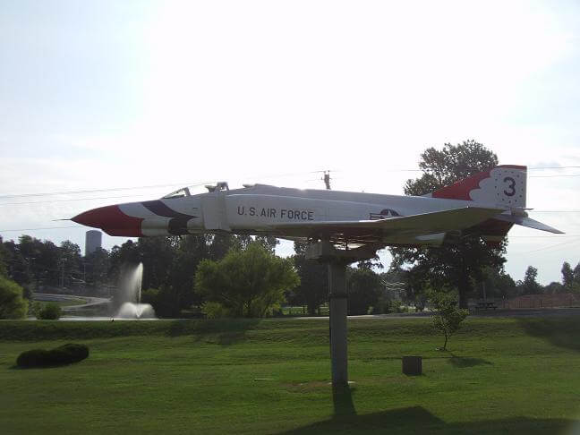 A fighter jet on display in Cassville, MO.