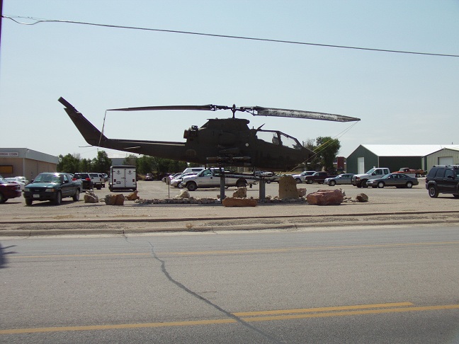 A helicopter on display.