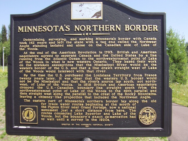 Minnesota's Northern Border historical marker.