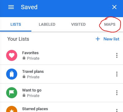 Click on the Maps tab.