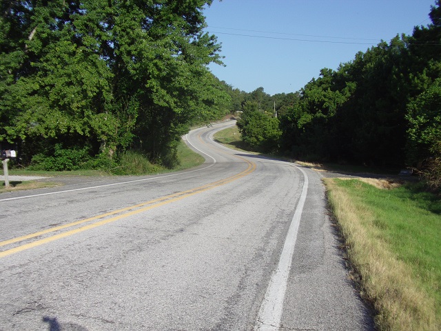 Very few straight roads in Arkansas