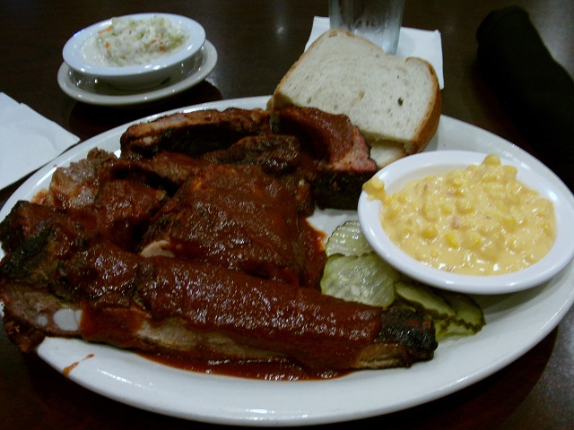 The sampler platter at the Smokehouse BBQ