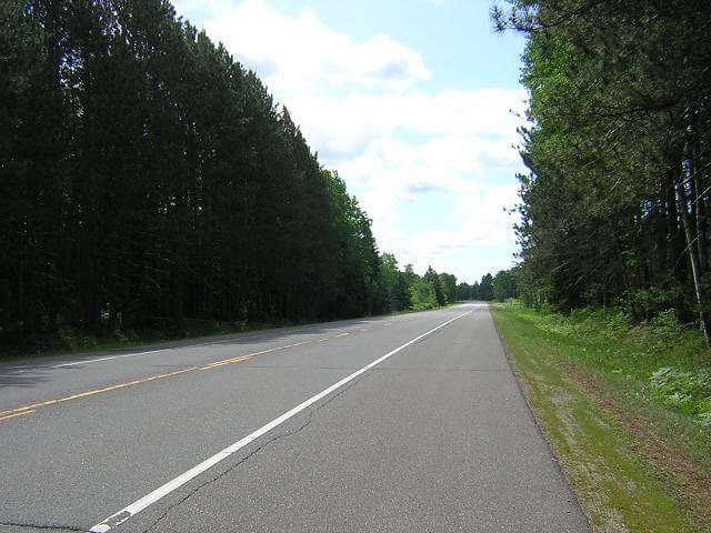 Many parts of the highway were tree lined.