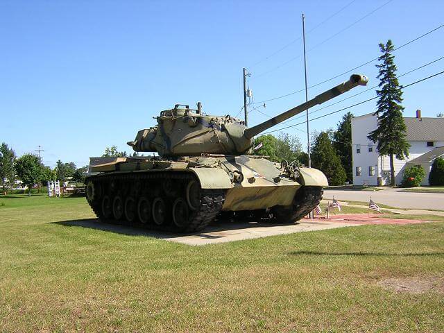 A tank sitting along the road in Germfask, MI.