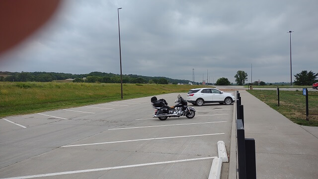 Stopping for a rest break near the Missouri border.