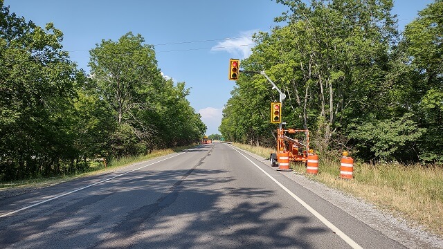 Stopping for road construction near Mt. Vernon, IN.