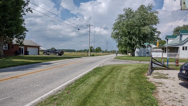 The detour off of the Ohio River Scenic Byway north of Vevay, IN.