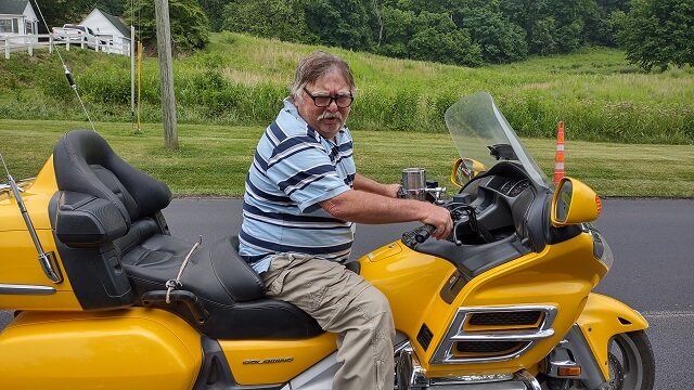 Another motorcycle rider who pulled up next to me at a road construction stop.