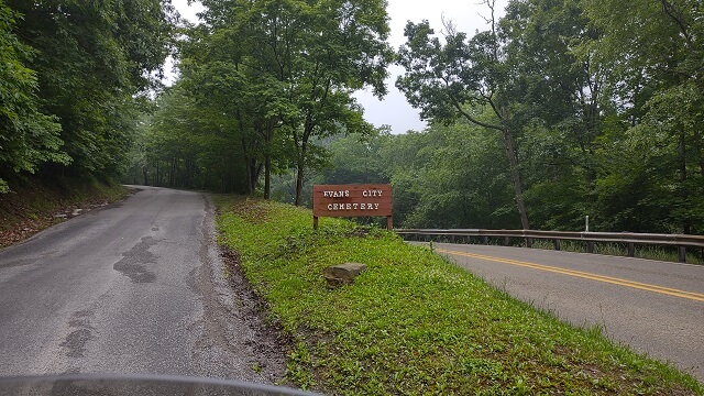 The entrance to the Evans City Cemetery in Evans City, PA.