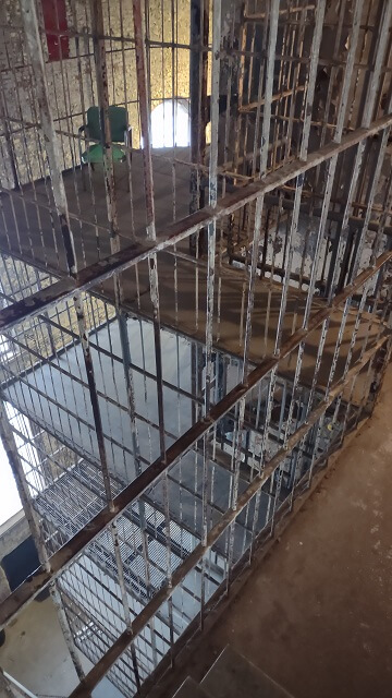 Looking down from the sixth level in the east cellblock wing.