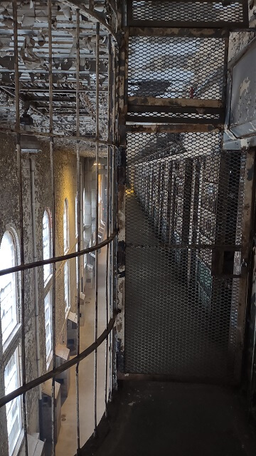 Looking down from the sixth level in the east cellblock wing.