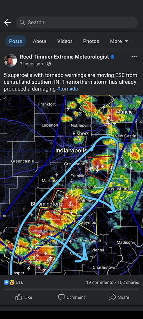 Radar of the storm that came through the Evansville area.