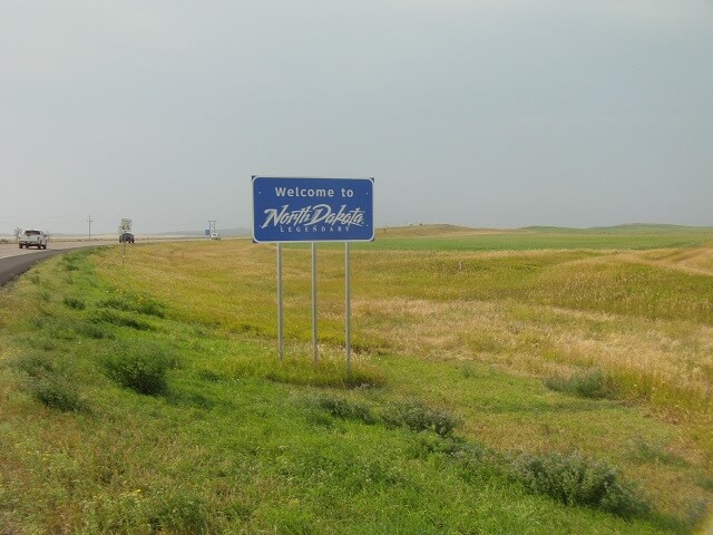 Entering North Dakota via highway 12.