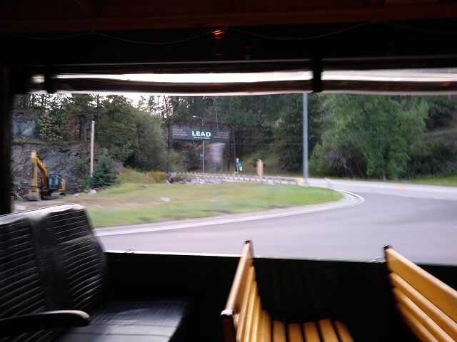 Riding the trolley in Deadwood.