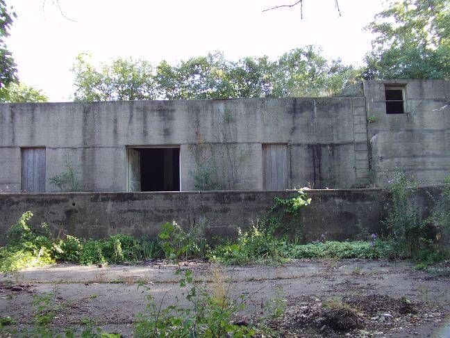 The ruins of the old stores.