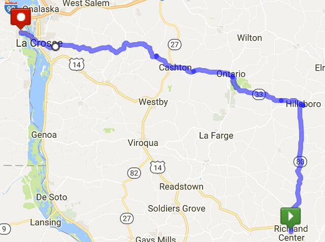 Richland Center to LaCrosse, WI