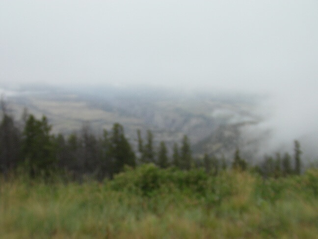 Fog and drizzle on the Chief Joseph Highway