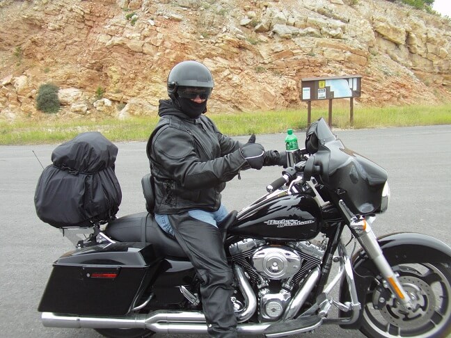 Riding through the Bighorn Mountains. Jon approves
