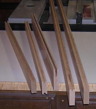 Grooves cut in rails and stiles to hold the glass.