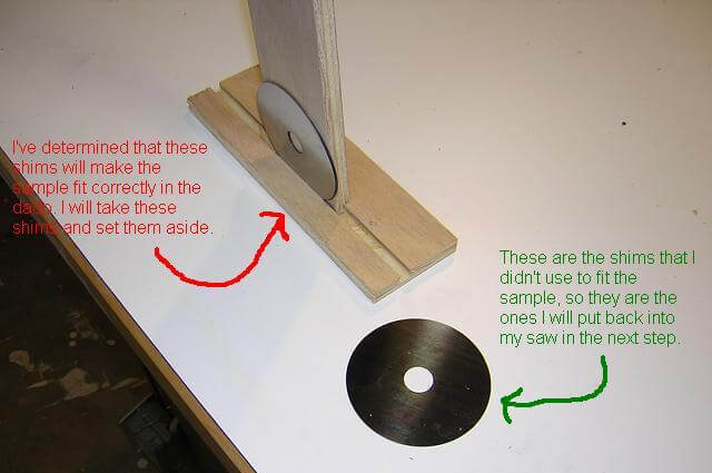 Figure out which combination of shims will size the dado correctly.